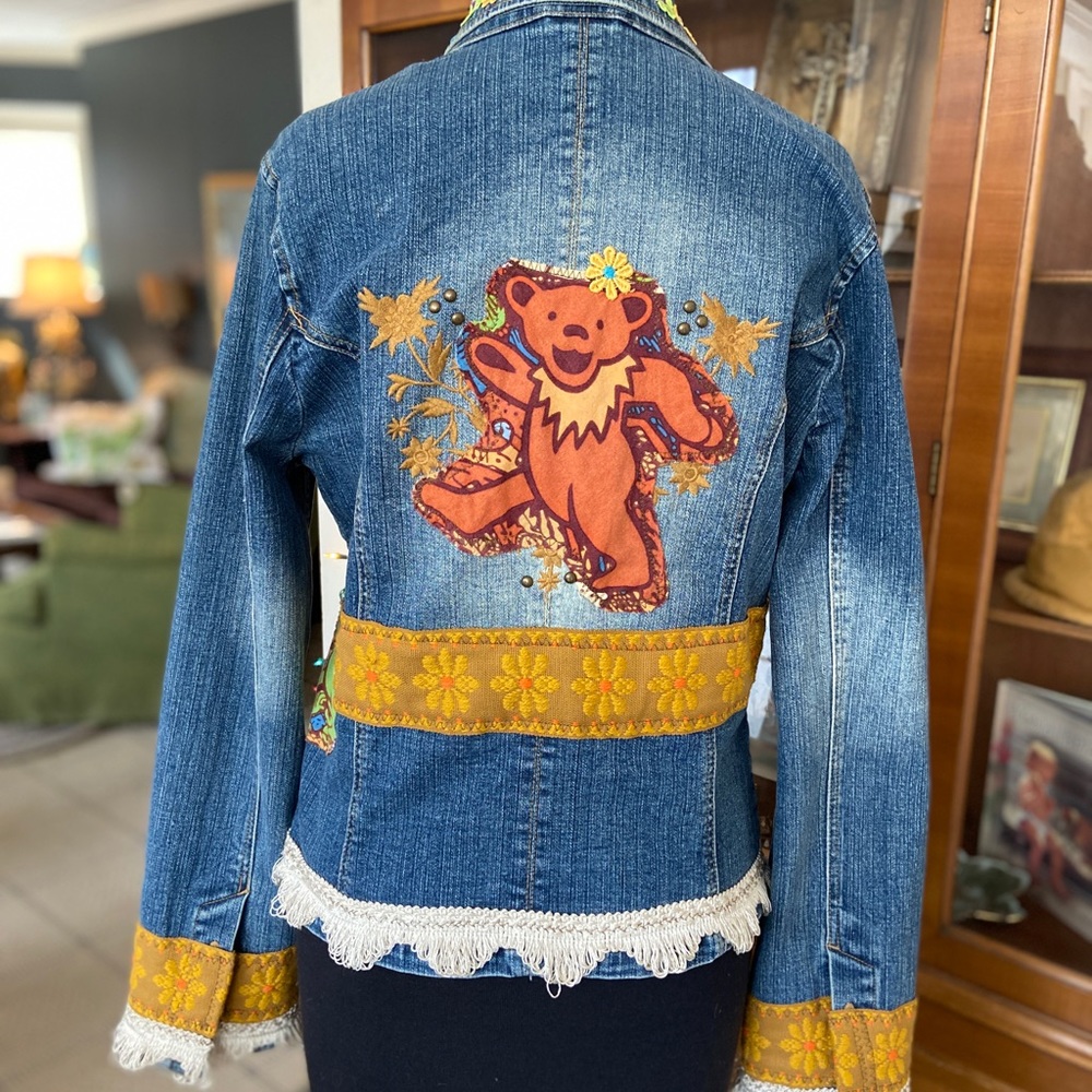 Artisan denim jacket: machine & hand-embellished